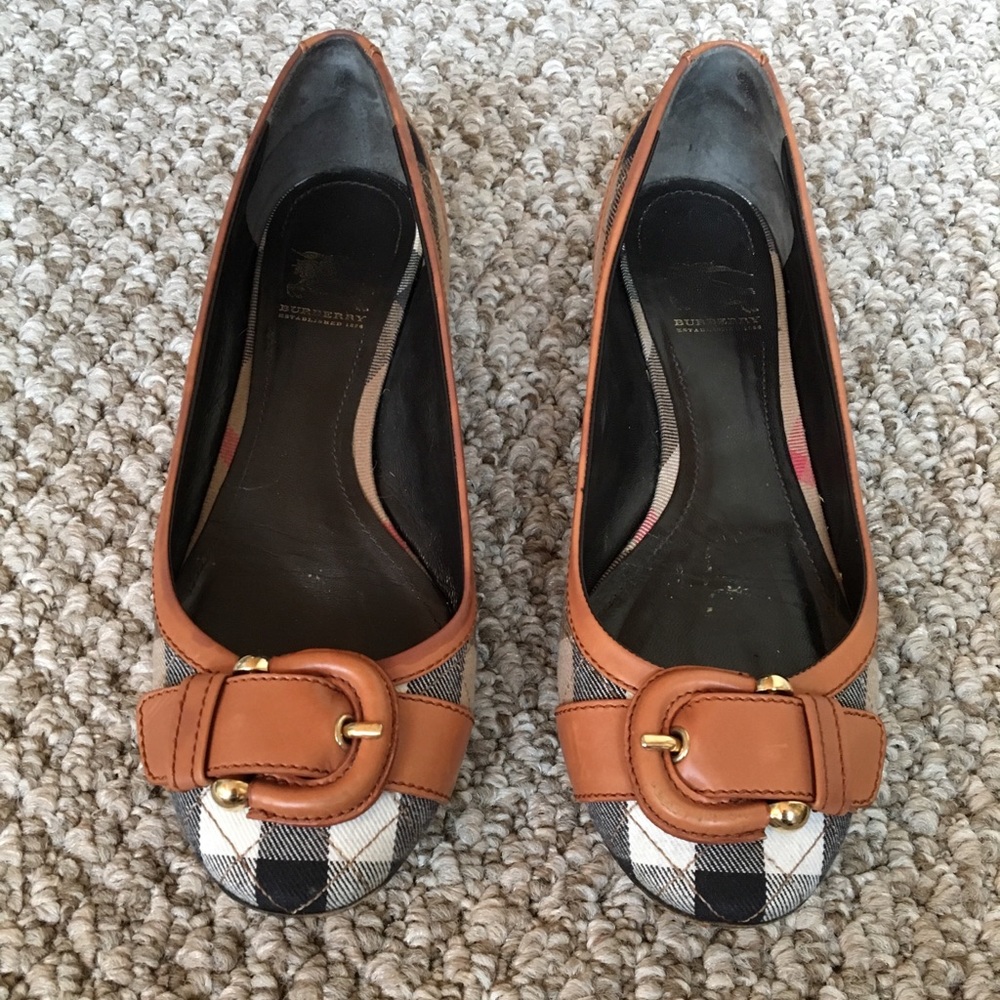 Burberry Checked Buckle Flats